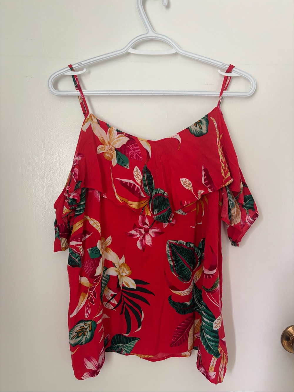 Old Navy Red Tropical Off-Shoulder Camisole